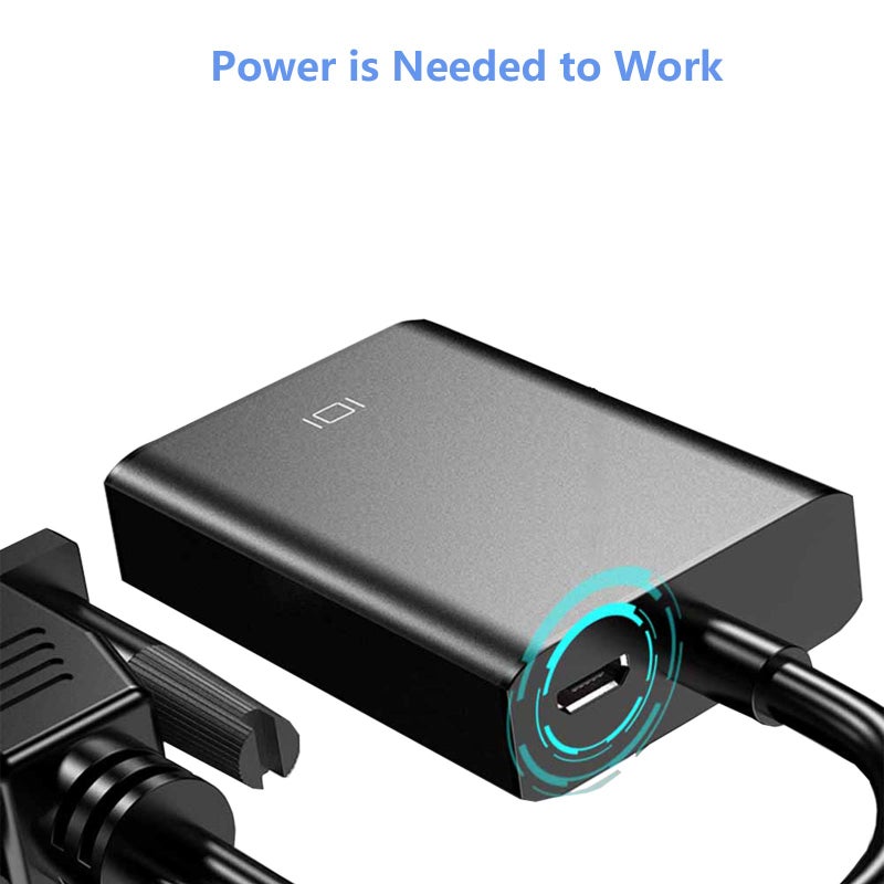 Cuxnoo VGA to HDMI Adapter - Connect Laptop, PC to HDMI Monitor or Projector, 1080P VGA to HDMI Converter with Audio and Power Supply Port - Image 5